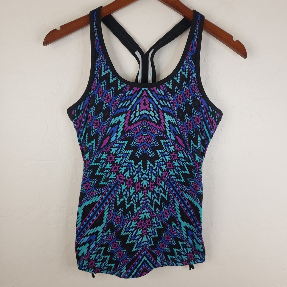 Athleta Tank Top Womens Small Cayo Coco‎ Ready To Run Tankini Padded Swim Top
